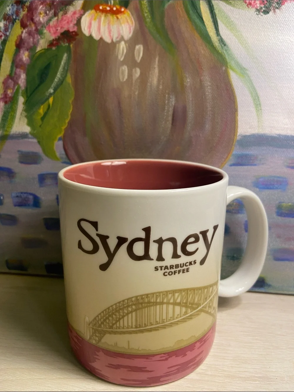 Starbucks Sydney Mug with Pink Interior and Accent Band